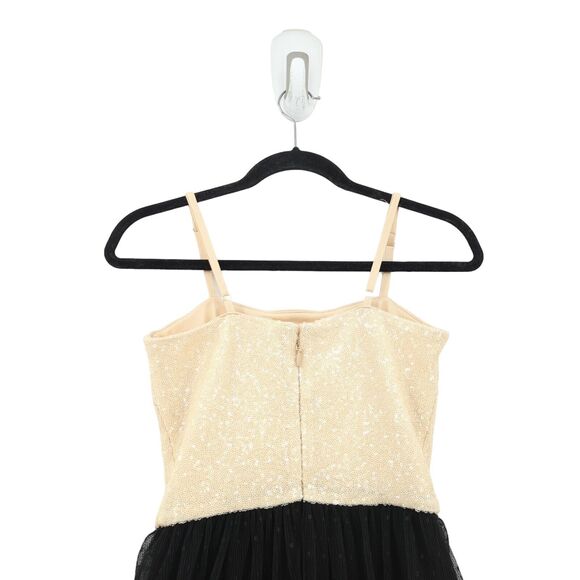 DRESS THE POPULATION Women XS Kady Dress Cream White Midi Tulle Sequin Dot NEW - Picture 10 of 10